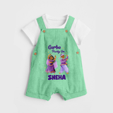 Dandiya Vibes Couple Personalized Dungaree - GREEN - 0 - 5 Months Old (Chest 18")