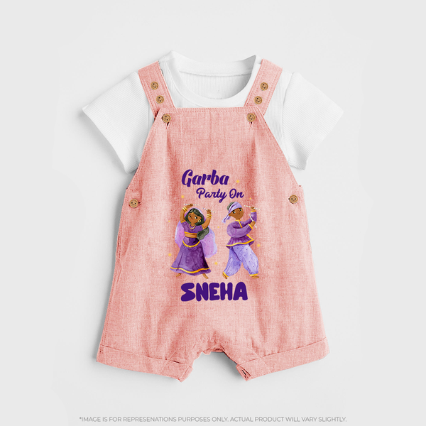 Dandiya Vibes Couple Personalized Dungaree - PEACH - 0 - 5 Months Old (Chest 18")