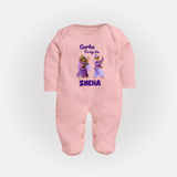 Dandiya Vibes Couple Personalized Full Body Suit - BABY PINK - New Born (Chest 7.5")