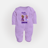 Dandiya Vibes Couple Personalized Full Body Suit - LILAC - New Born (Chest 7.5")