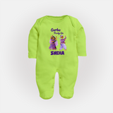 Dandiya Vibes Couple Personalized Full Body Suit - LIME GREEN - New Born (Chest 7.5")