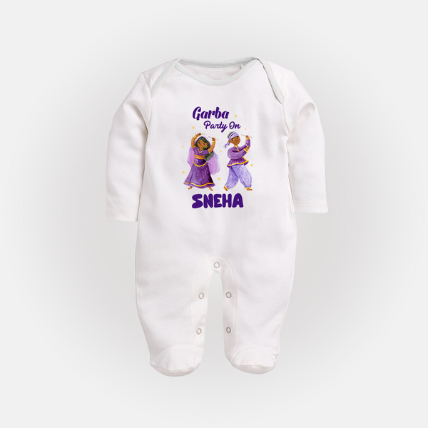 Dandiya Vibes Couple Personalized Full Body Suit - WHITE - New Born (Chest 7.5")