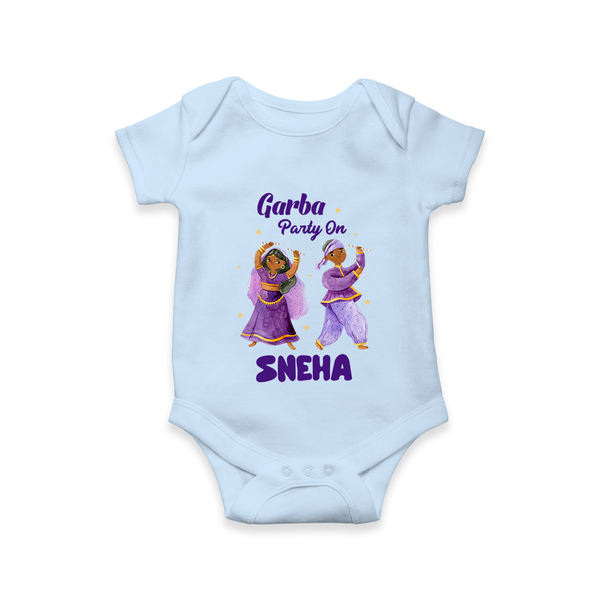 Dandiya Vibes Couple Personalized Romper - BABY BLUE - New Born (Chest 14")