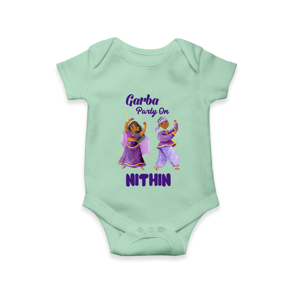 Garba Party On Romper/Onesie | Personalized Baby Romper/Onesie for Dance and Fun - MINT GREEN - New Born (Chest 14")