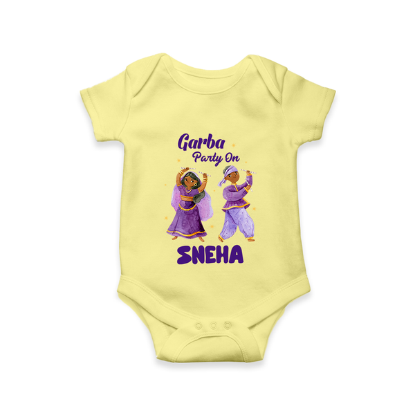 Dandiya Vibes Couple Personalized Romper - PASTEL YELLOW - New Born (Chest 14")