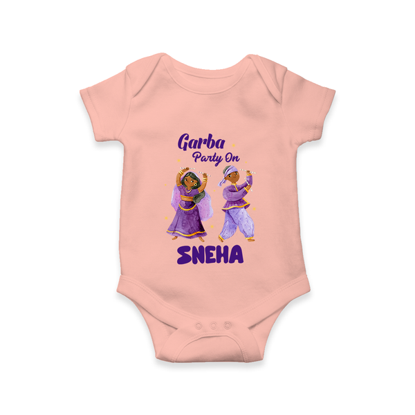 Dandiya Vibes Couple Personalized Romper - PEACH - New Born (Chest 14")