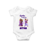 Garba Party On Romper/Onesie | Personalized Baby Romper/Onesie for Dance and Fun - WHITE - New Born (Chest 14")