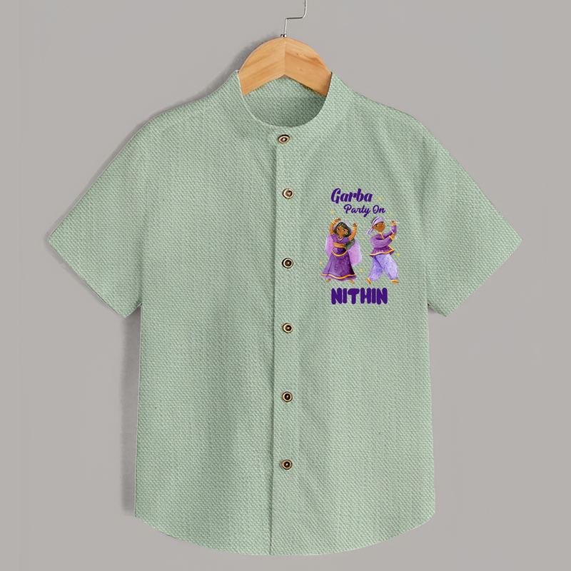 Garba Party On Shirt | Personalized Baby Shirt for Dance and Fun - MINT GREEN - 0 - 6 Months Old (Chest 23")