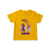 Dandiya Vibes Couple Personalized T Shirt  - CHROME YELLOW - 0-5 Months Old (Chest 17")