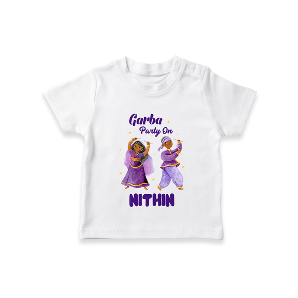 Garba Party On T-shirt | Personalized Baby T-shirt for Dance and Fun - WHITE - 0-5 Months Old (Chest 17")