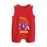 Dandiya Vibes Couple Personalized Button Romper - RED - New Born (Chest 18")