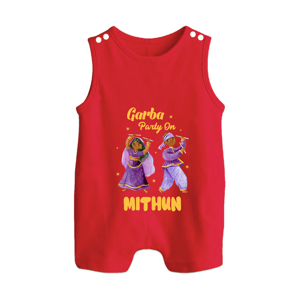 Garba Party On Romper suit/sleeveless romper | Personalized Baby Romper suit/sleeveless romper for Dance and Fun - RED - 0 - 5 Months Old (Chest 18")