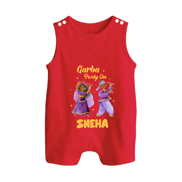 Dandiya Vibes Couple Personalized Button Romper - RED - New Born (Chest 18")