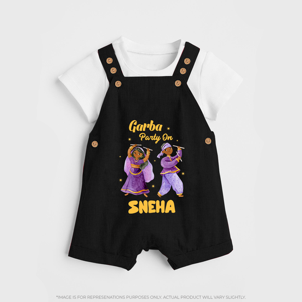 Dandiya Vibes Couple Personalized Dungaree - BLACK - 0 - 5 Months Old (Chest 18")