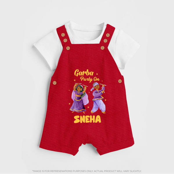 Dandiya Vibes Couple Personalized Dungaree - RED - 0 - 5 Months Old (Chest 18")