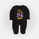 Dandiya Vibes Couple Personalized Full Body Suit - BLACK - New Born (Chest 7.5")