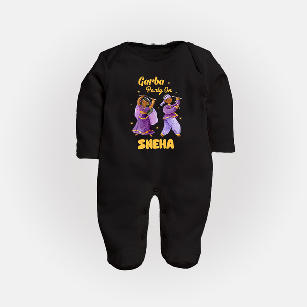 Dandiya Vibes Couple Personalized Full Body Suit - BLACK - New Born (Chest 7.5")
