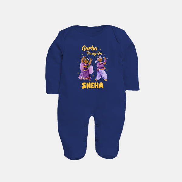 Dandiya Vibes Couple Personalized Full Body Suit - NAVY BLUE - New Born (Chest 7.5")