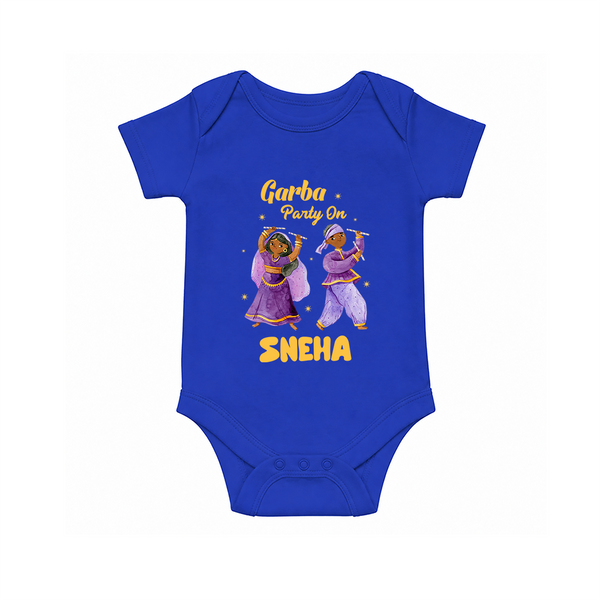 Dandiya Vibes Couple Personalized Romper - COBALT BLUE - New Born (Chest 14")
