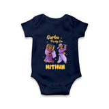 Garba Party On Romper/Onesie | Personalized Baby Romper/Onesie for Dance and Fun - NAVY BLUE - New Born (Chest 14")