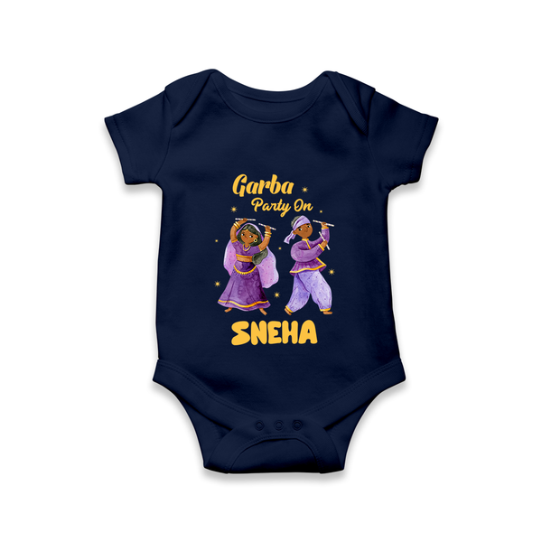 Dandiya Vibes Couple Personalized Romper - NAVY BLUE - New Born (Chest 14")
