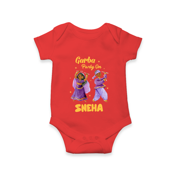 Dandiya Vibes Couple Personalized Romper - RED - New Born (Chest 14")