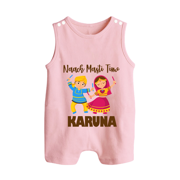 Garba Party On Personalized Button Romper - BABY PINK - New Born (Chest 18")