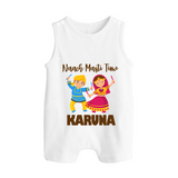 Garba Party On Personalized Button Romper - WHITE - New Born (Chest 18")