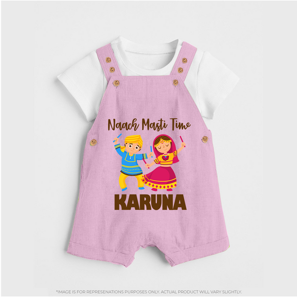 Garba Party On Personalized Dungaree - BABY PINK - 0 - 5 Months Old (Chest 18")