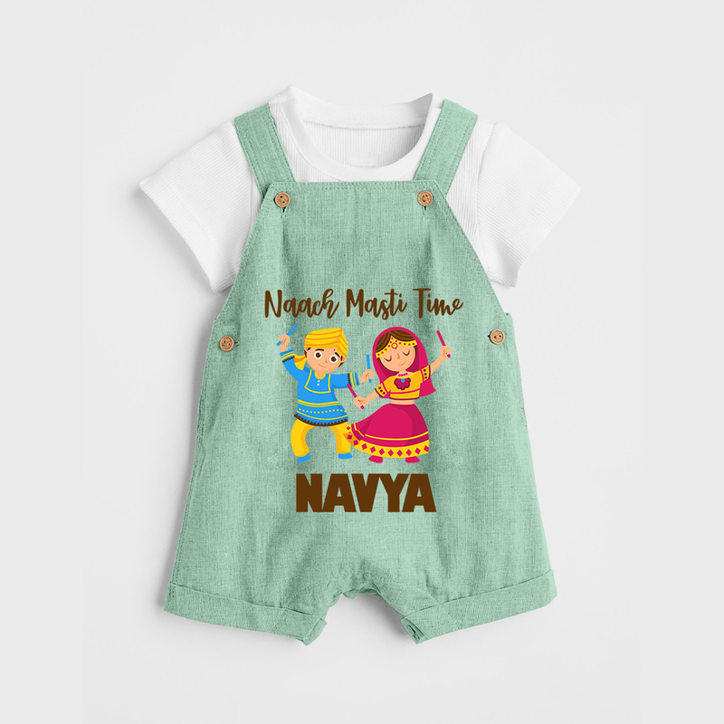 Naach Masti Time Dungaree Set | Custom Baby Dungaree Set for Little Dancers - MINT GREEN - 0 - 5 Months Old (Chest 18")
