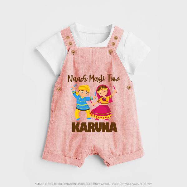 Garba Party On Personalized Dungaree - PEACH - 0 - 5 Months Old (Chest 18")