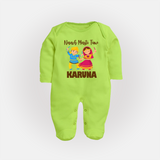 Garba Party On Personalized Full Body Suit - LIME GREEN - New Born (Chest 7.5")