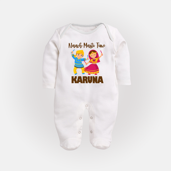 Garba Party On Personalized Full Body Suit - WHITE - New Born (Chest 7.5")