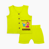 Garba Party On Personalized Jabla Set - LIME GREEN - 0 - 3 Months Old (Chest 9.8")