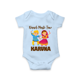 Garba Party On Personalized Romper - BABY BLUE - New Born (Chest 14")
