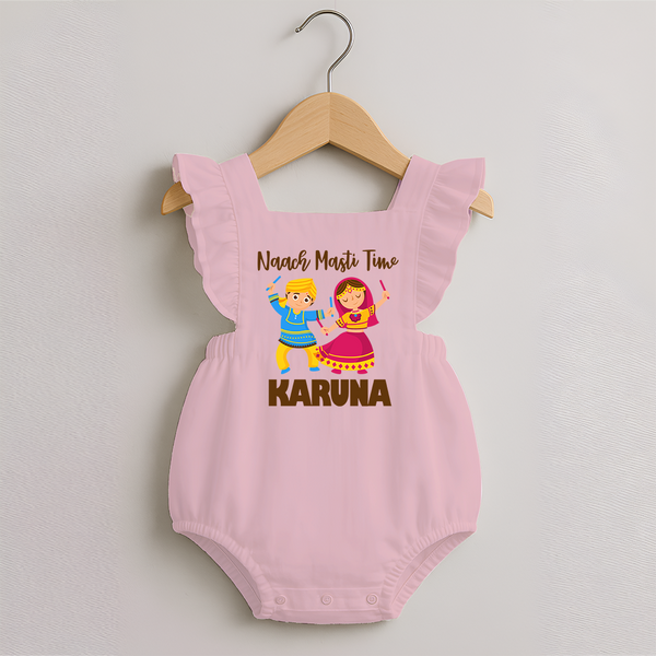 Garba Party On Personalized Romper Frock - BABY PINK - 0 - 3 Months Old (Chest 19")