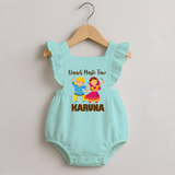 Garba Party On Personalized Romper Frock - MINT GREEN - 0 - 3 Months Old (Chest 19")