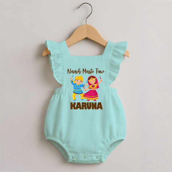 Garba Party On Personalized Romper Frock - MINT GREEN - 0 - 3 Months Old (Chest 19")