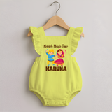 Garba Party On Personalized Romper Frock - PASTEL YELLOW - 0 - 3 Months Old (Chest 19")