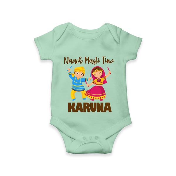 Garba Party On Personalized Romper - MINT GREEN - New Born (Chest 14")