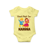 Garba Party On Personalized Romper - PASTEL YELLOW - New Born (Chest 14")