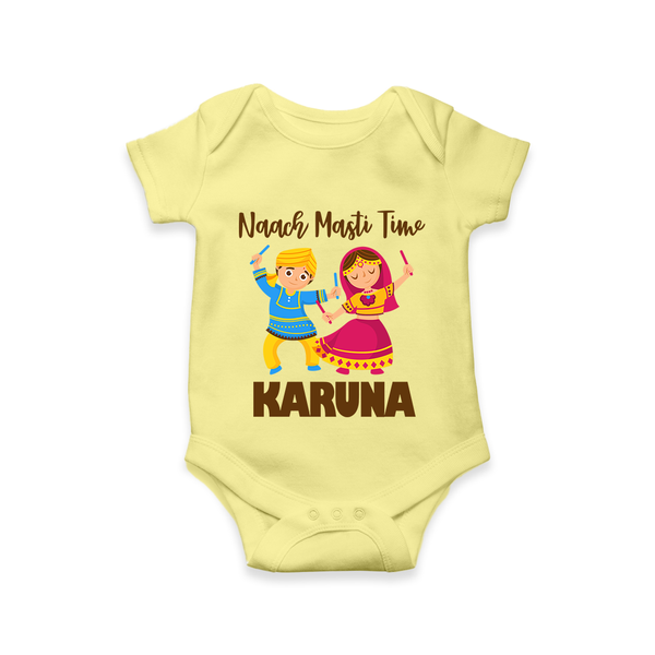 Garba Party On Personalized Romper - PASTEL YELLOW - New Born (Chest 14")