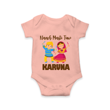 Garba Party On Personalized Romper - PEACH - New Born (Chest 14")
