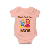 Naach Masti Time Romper/Onesie | Custom Baby Romper/Onesie for Little Dancers - PEACH - New Born (Chest 14")