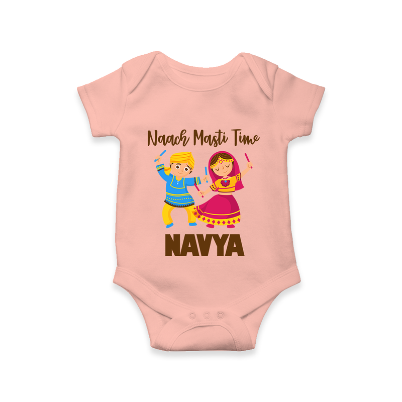 Naach Masti Time Romper/Onesie | Custom Baby Romper/Onesie for Little Dancers - PEACH - New Born (Chest 14")
