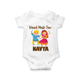 Naach Masti Time Romper/Onesie | Custom Baby Romper/Onesie for Little Dancers - WHITE - New Born (Chest 14")