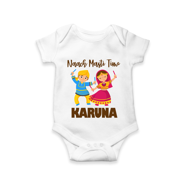 Garba Party On Personalized Romper - WHITE - New Born (Chest 14")