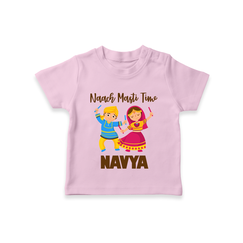Naach Masti Time T-shirt | Custom Baby T-shirt for Little Dancers - BABY PINK - 0-5 Months Old (Chest 17")