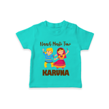 Garba Party On Personalized T Shirt - TEAL - 0-5 Months Old (Chest 17")