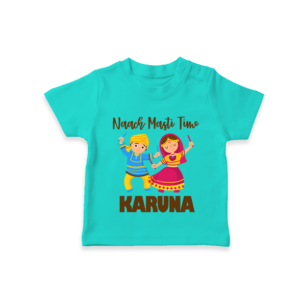 Garba Party On Personalized T Shirt - TEAL - 0-5 Months Old (Chest 17")